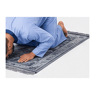 In prostration, forehead and nose on the ground