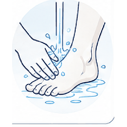Wash the feet to the ankles